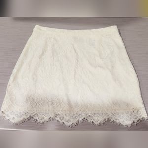 *Divided* Ivory Lace Mini Skirt